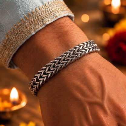 THE MEN THING The Perfect Rakhi Gift For Every Brother – ITALIAN MESH LINK Premium  Titanium Steel Bracelets With Magnetic Buckle for Men & Boy (8 inch)