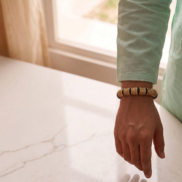 The Perfect Rakhi Gift For Every Brother – KAIROS RADIANT GOLD - Premium Genuine Leather Bracelet With Timeless Style (8 Inch)