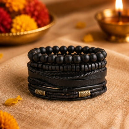 THE MEN THING The Perfect Rakhi Gift For Every Brother – LEVIATHAN WRAP Premium Leather Bracelet With Timeless Style (8 Inch)