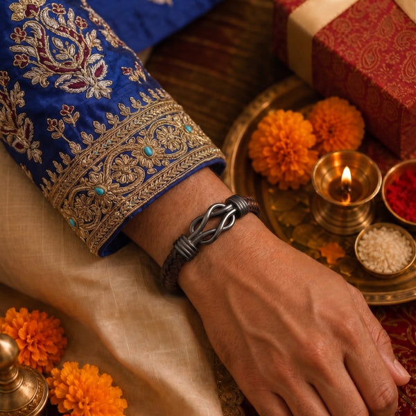 The Perfect Rakhi Gift For Every Brother – LOVE KNOT BROWN Premium Leather Bracelets With Timeless Style (8 Inch)