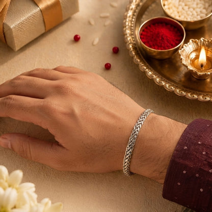 THE MEN THING The Perfect Rakhi Gift For Every Brother – MASCULINE BYZANTINE- Premium Genuine Stainless Steel Bracelet With Timeless Style (8 Inch)