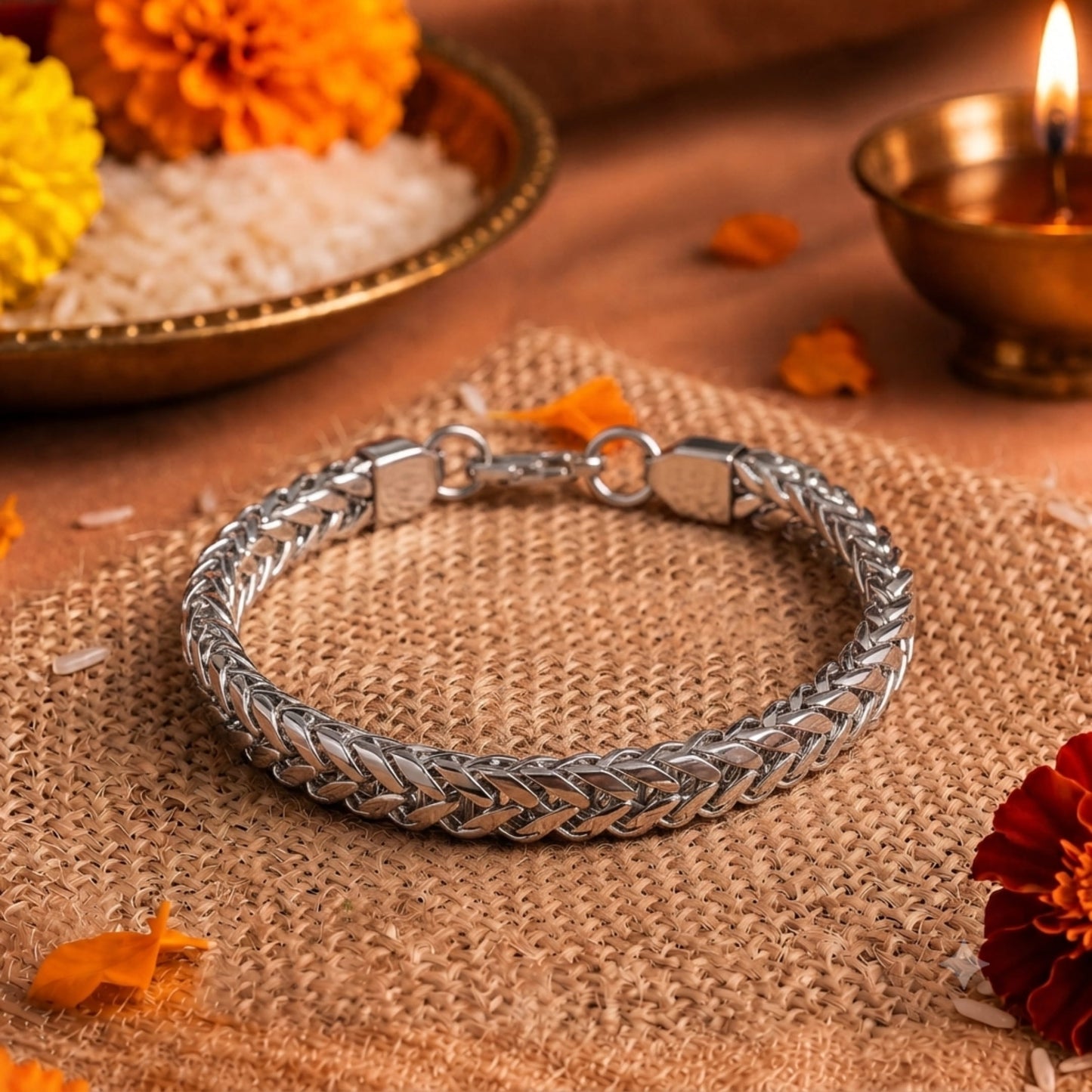 THE MEN THING The Perfect Rakhi Gift For Every Brother – MASCULINE BYZANTINE- Premium Genuine Stainless Steel Bracelet With Timeless Style (8 Inch)
