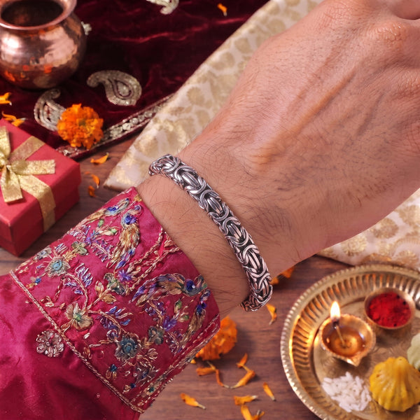 The Perfect Rakhi Gift For Every Brother – MASCULINE - Premium Genuine Titanium Steel Bracelet With Timeless Style (8 Inch)