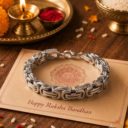 THE MEN THING The Perfect Rakhi Gift For Every Brother – MASCULINE - Premium Genuine Titanium Steel Bracelet With Timeless Style (8 Inch)