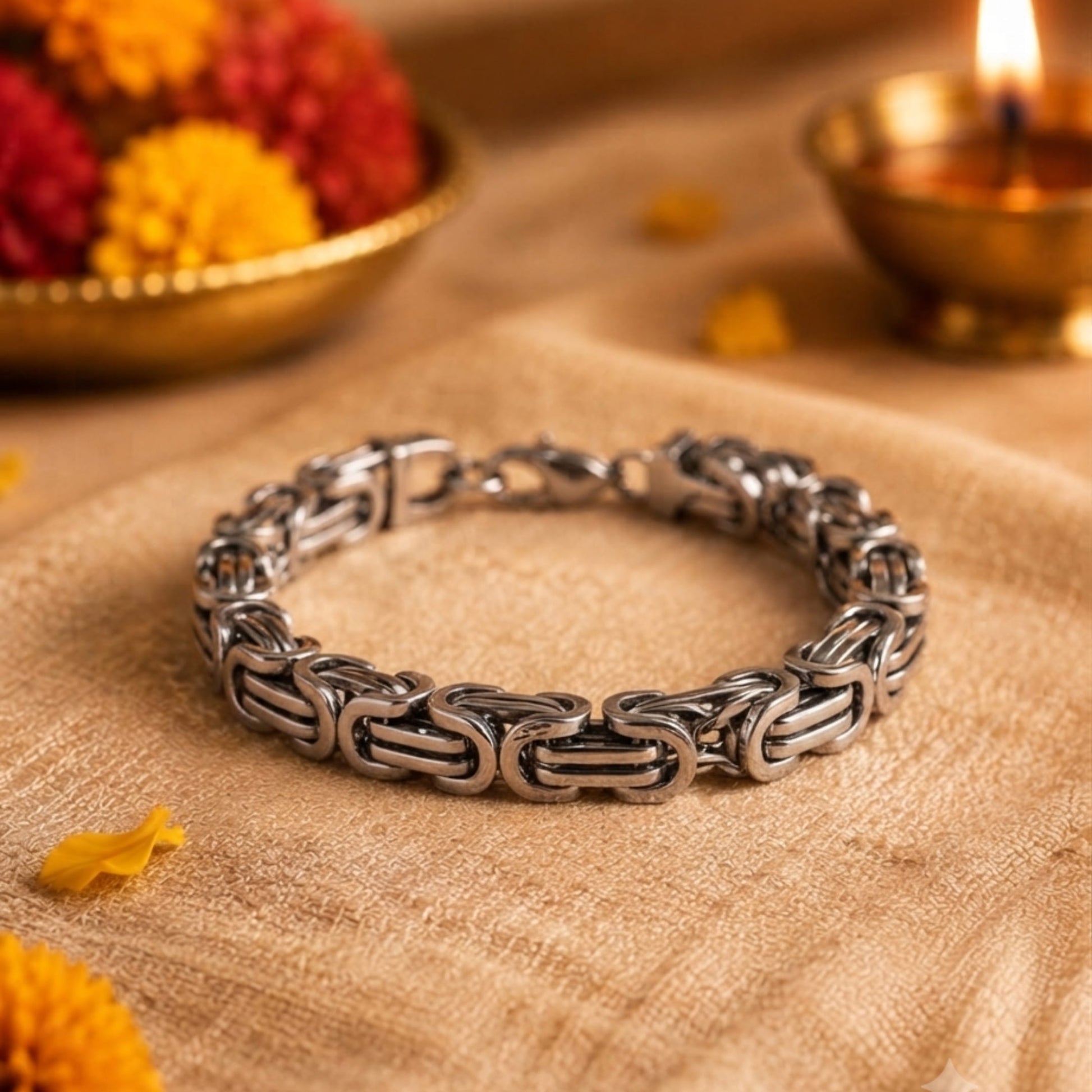 THE MEN THING The Perfect Rakhi Gift For Every Brother – MASCULINE - Premium Genuine Titanium Steel Bracelet With Timeless Style (8 Inch)