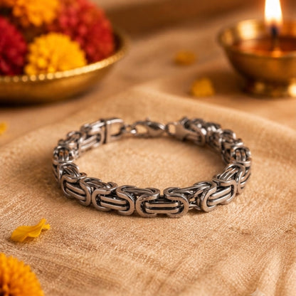 THE MEN THING The Perfect Rakhi Gift For Every Brother – MASCULINE - Premium Genuine Titanium Steel Bracelet With Timeless Style (8 Inch)