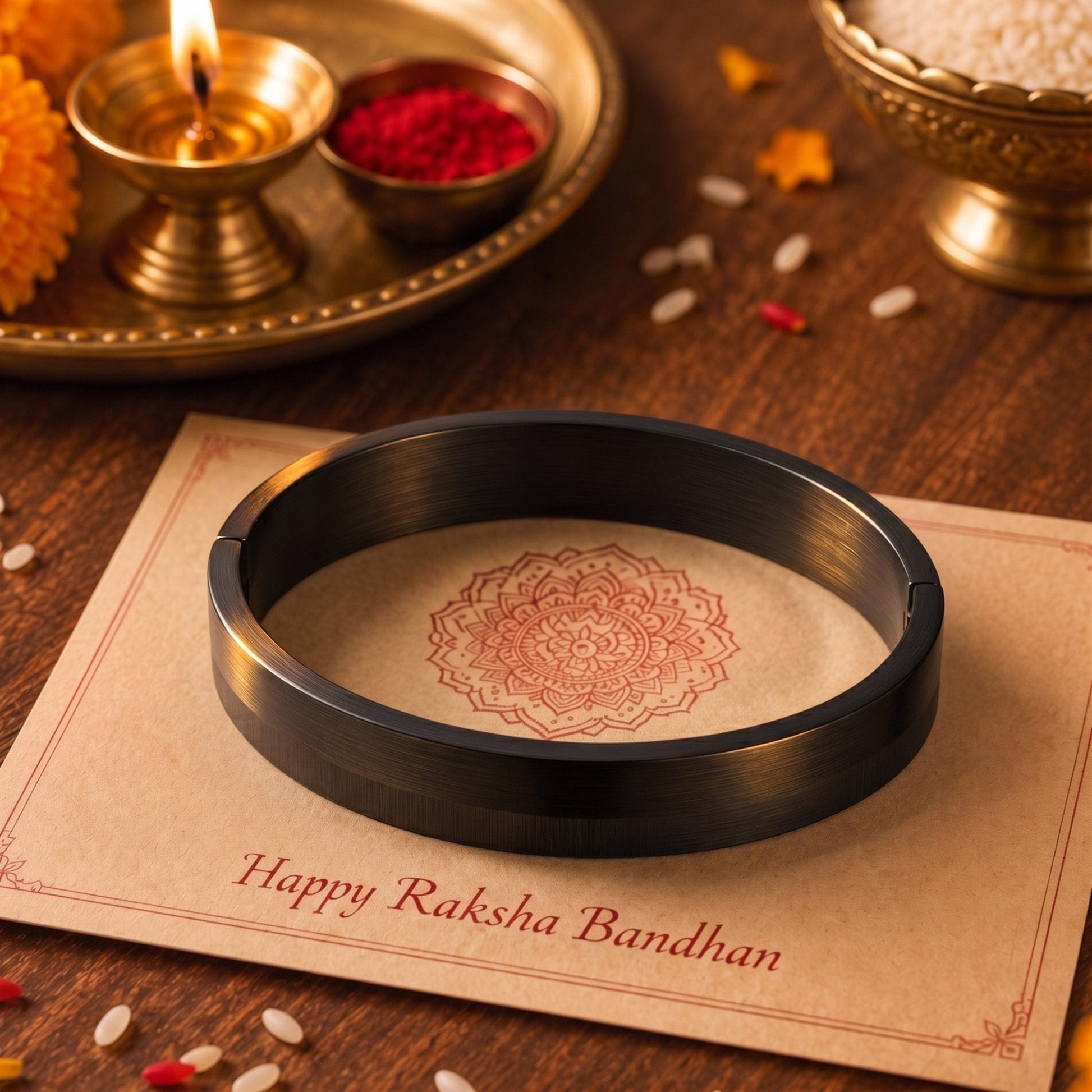 THE MEN THING The Perfect Rakhi Gift For Every Brother – NIGHTLINE BLACK - Premium Stainless Steel Bracelet With Timeless Style (8 Inch)