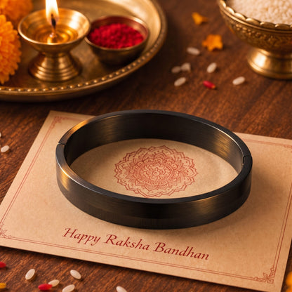 THE MEN THING The Perfect Rakhi Gift For Every Brother – NIGHTLINE BLACK - Premium Stainless Steel Bracelet With Timeless Style (8 Inch)