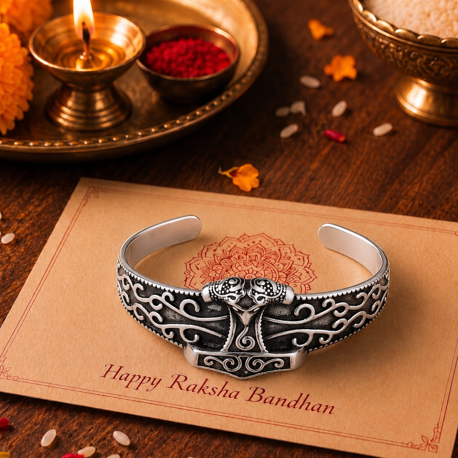 THE MEN THING The Perfect Rakhi Gift For Every Brother – ODIN'S EMBRACE - Premium Genuine Stainless Steel Bracelet With Timeless Style (Adjustable)