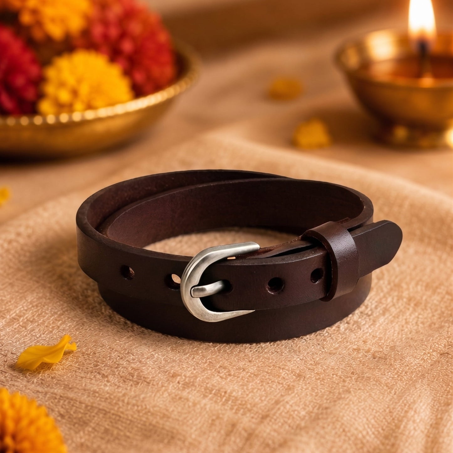 THE MEN THING The Perfect Rakhi Gift For Every Brother – OUTBACK BROWN - Premium Genuine Leather Bracelet With Timeless Style (Adjustable)