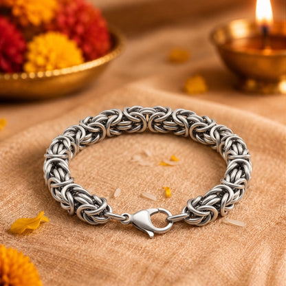 THE MEN THING The Perfect Rakhi Gift For Every Brother – REINFORCED - Premium Genuine Titanium Steel Bracelet With Timeless Style (8 Inch)