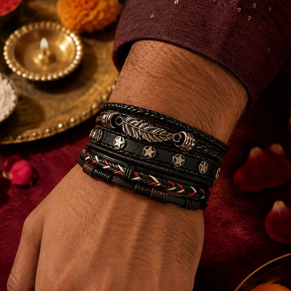 The Perfect Rakhi Gift For Every Brother – ROYAL SENTINEL Premium Leather Bracelet With Timeless Style (8 Inch)