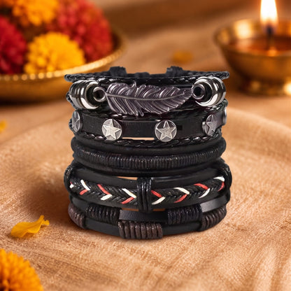 THE MEN THING The Perfect Rakhi Gift For Every Brother – ROYAL SENTINEL Premium Leather Bracelet With Timeless Style (8 Inch)