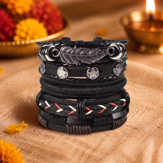 THE MEN THING The Perfect Rakhi Gift For Every Brother – ROYAL SENTINEL Premium Leather Bracelet With Timeless Style (8 Inch)