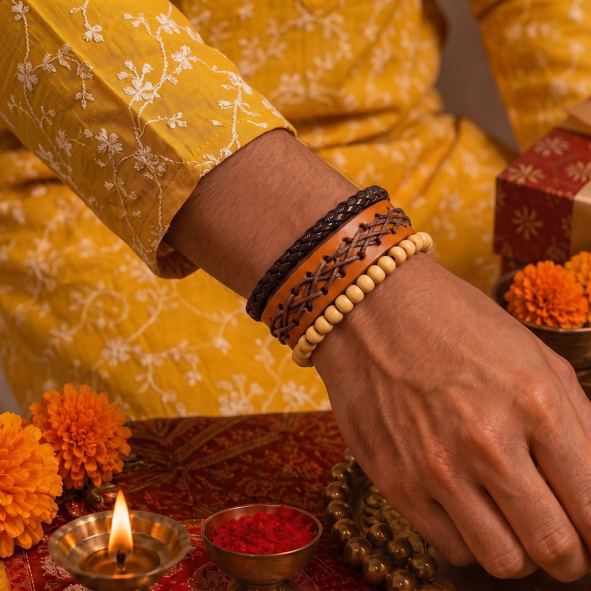 THE MEN THING The Perfect Rakhi Gift For Every Brother – RUSTIC LATTICE - Leather Adjustable Bracelets With Timeless Style