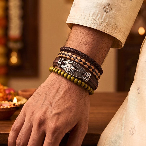 The Perfect Rakhi Gift For Every Brother – SCORPION EDGE - Genuine Leather Bracelets With Timeless Style (Adjustable)