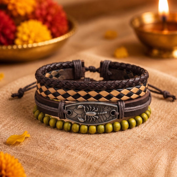 The Perfect Rakhi Gift For Every Brother – SCORPION EDGE - Genuine Leather Bracelets With Timeless Style (Adjustable)