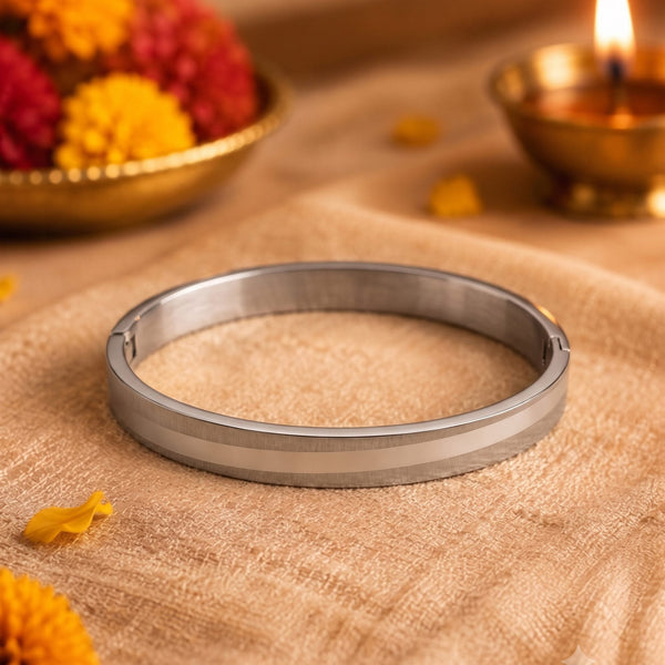 The Perfect Rakhi Gift For Every Brother – SILVER TRACK - Premium Stainless Steel Bracelet With Timeless Style (8 Inch)