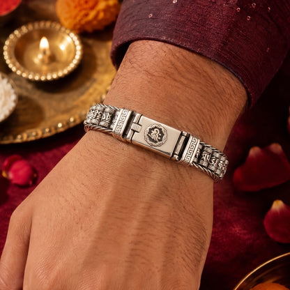 THE MEN THING The Perfect Rakhi Gift For Every Brother – SIX SIGN MANTRA LINK Premium Alloy Bracelet With Timeless Style (8 Inch)