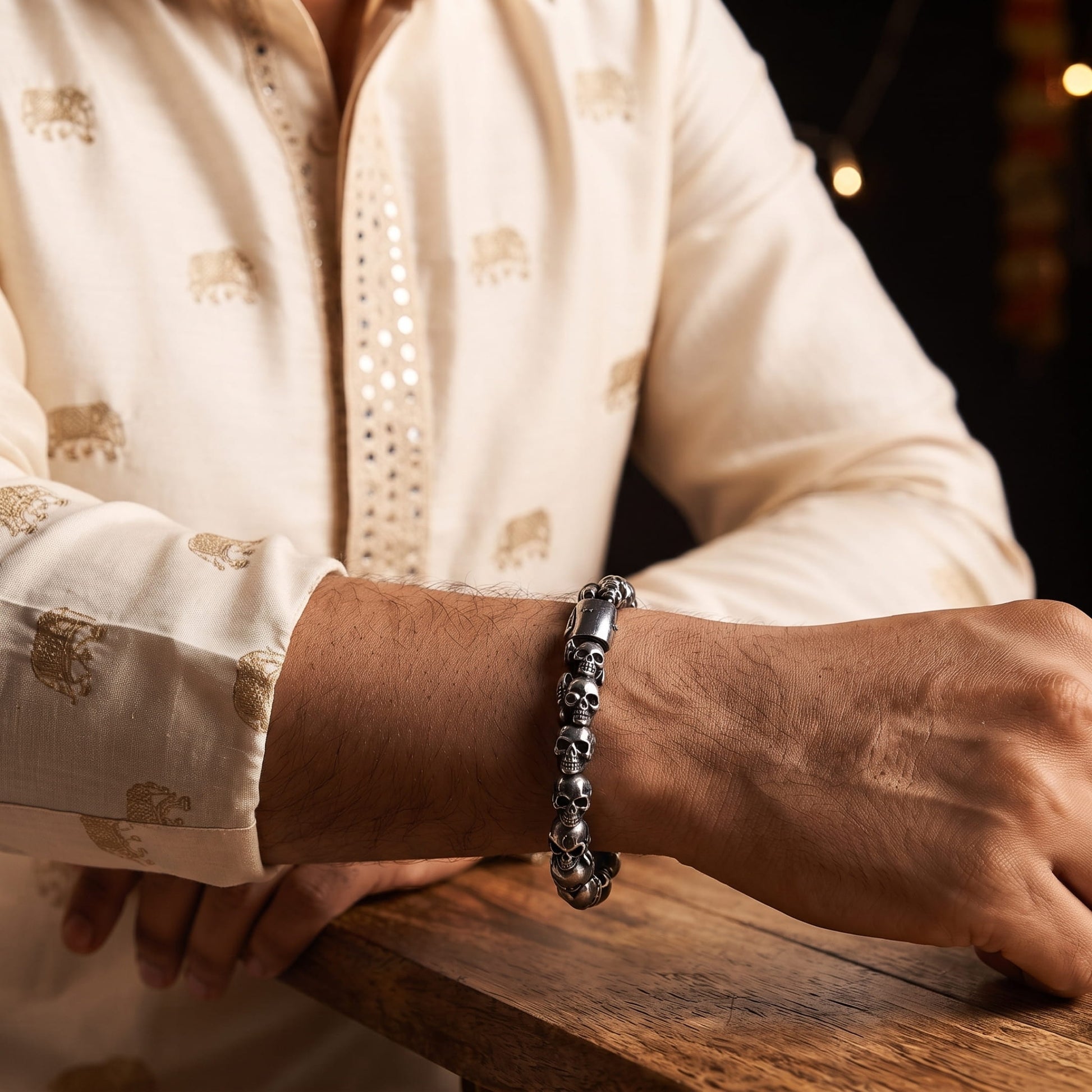 THE MEN THING The Perfect Rakhi Gift For Every Brother – SKULLIX - Premium Genuine Titanium Steel Bracelet With Timeless Style (8 Inch)