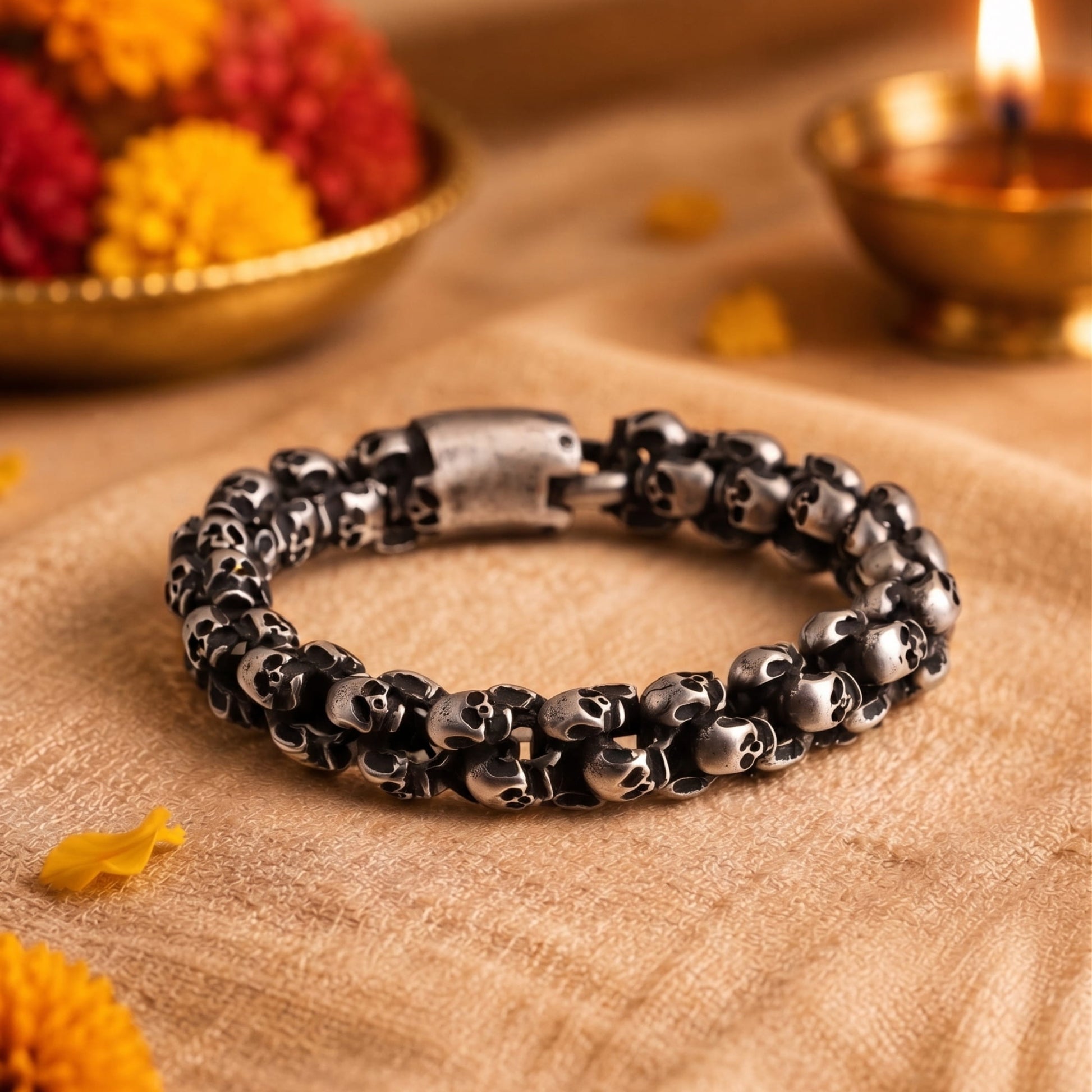 THE MEN THING The Perfect Rakhi Gift For Every Brother – SKULLIX - Premium Genuine Titanium Steel Bracelet With Timeless Style (8 Inch)