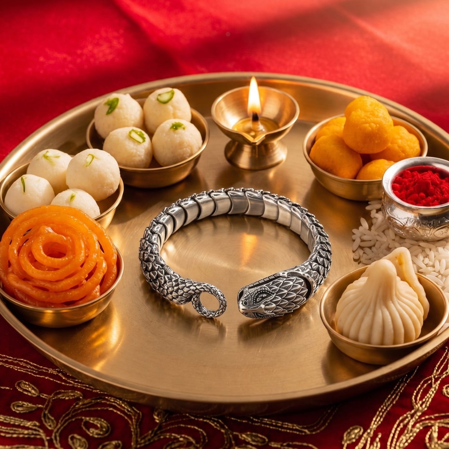 THE MEN THING The Perfect Rakhi Gift For Every Brother – SNAKE BITE - Premium Genuine Titanium Steel Bracelet With Timeless Style (8 Inch)