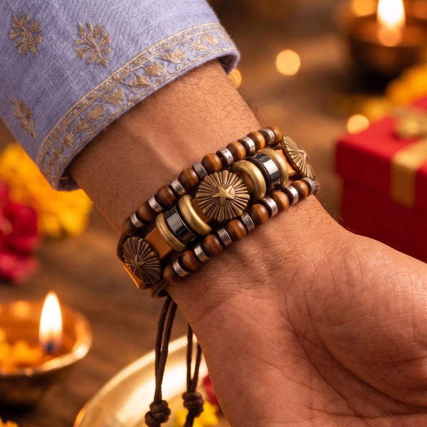 The Perfect Rakhi Gift For Every Brother – TERRA BROWN - Premium Genuine Leather Bracelet With Timeless Style (Adjustable)
