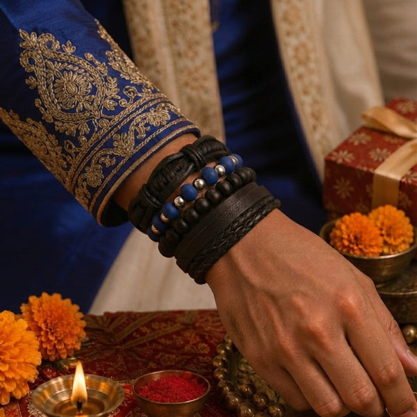 The Perfect Rakhi Gift For Every Brother – TWILIGHT FORGE Premium Leather Bracelet With Timeless Style (8 Inch)