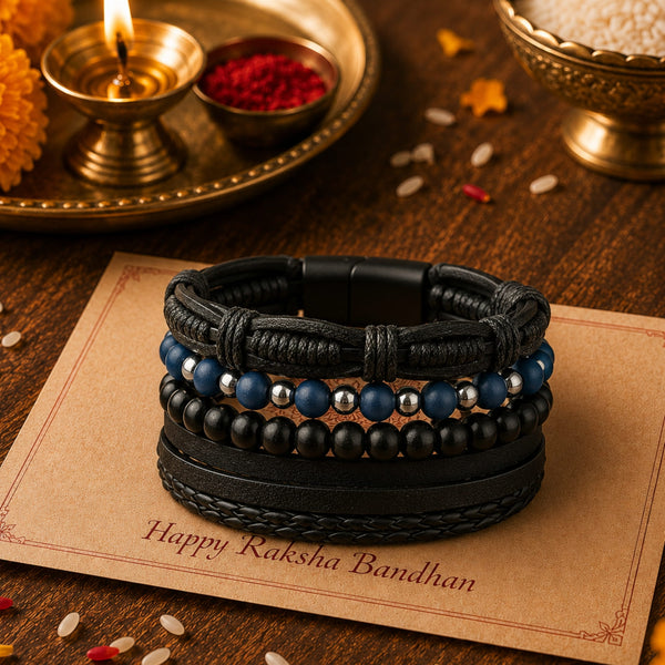 The Perfect Rakhi Gift For Every Brother – TWILIGHT FORGE Premium Leather Bracelet With Timeless Style (8 Inch)