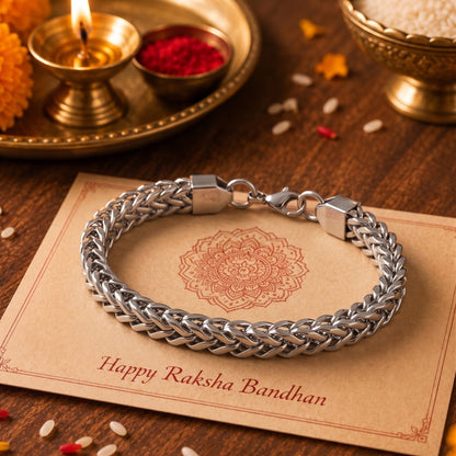 THE MEN THING The Perfect Rakhi Gift For Every Brother – TWIN TOUGH - Premium Genuine Stainless Steel Bracelet With Timeless Style (8 Inch)