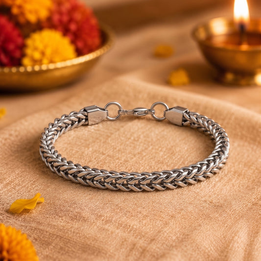 THE MEN THING The Perfect Rakhi Gift For Every Brother – TWIN TOUGH - Premium Genuine Stainless Steel Bracelet With Timeless Style (8 Inch)