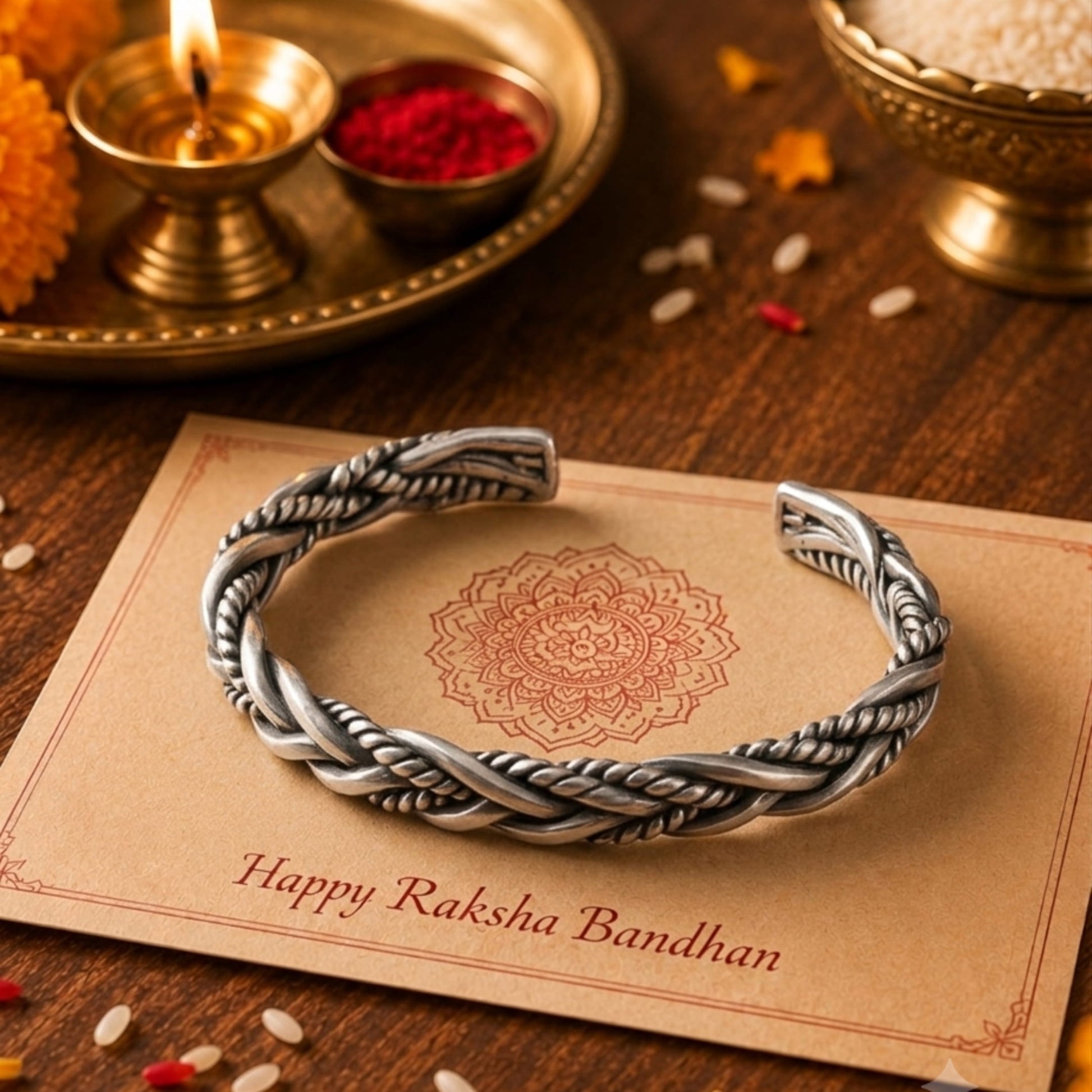 THE MEN THING The Perfect Rakhi Gift For Every Brother – TWISTED TEXTURE - Premium Genuine Copper Bracelet With Timeless Style (Adjustable)
