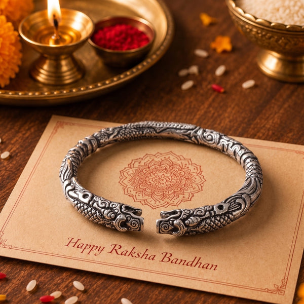 The Perfect Rakhi Gift For Every Brother – TWO HEADED DRAGON - Premium Genuine Alloy Bracelet With Timeless Style (Adjustable)
