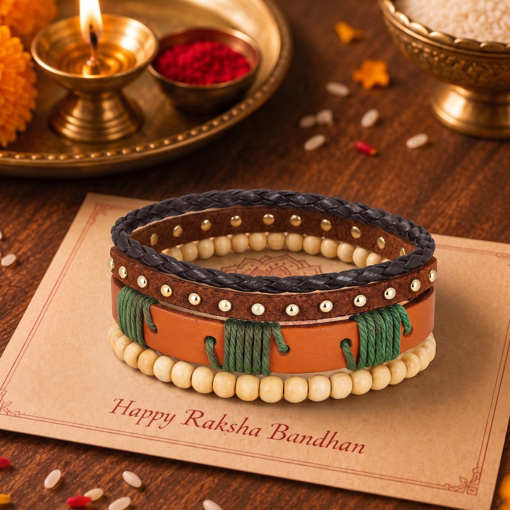 THE MEN THING The Perfect Rakhi Gift For Every Brother – URBAN TRIBE STACK - Leather Adjustable Bracelets With Timeless Style