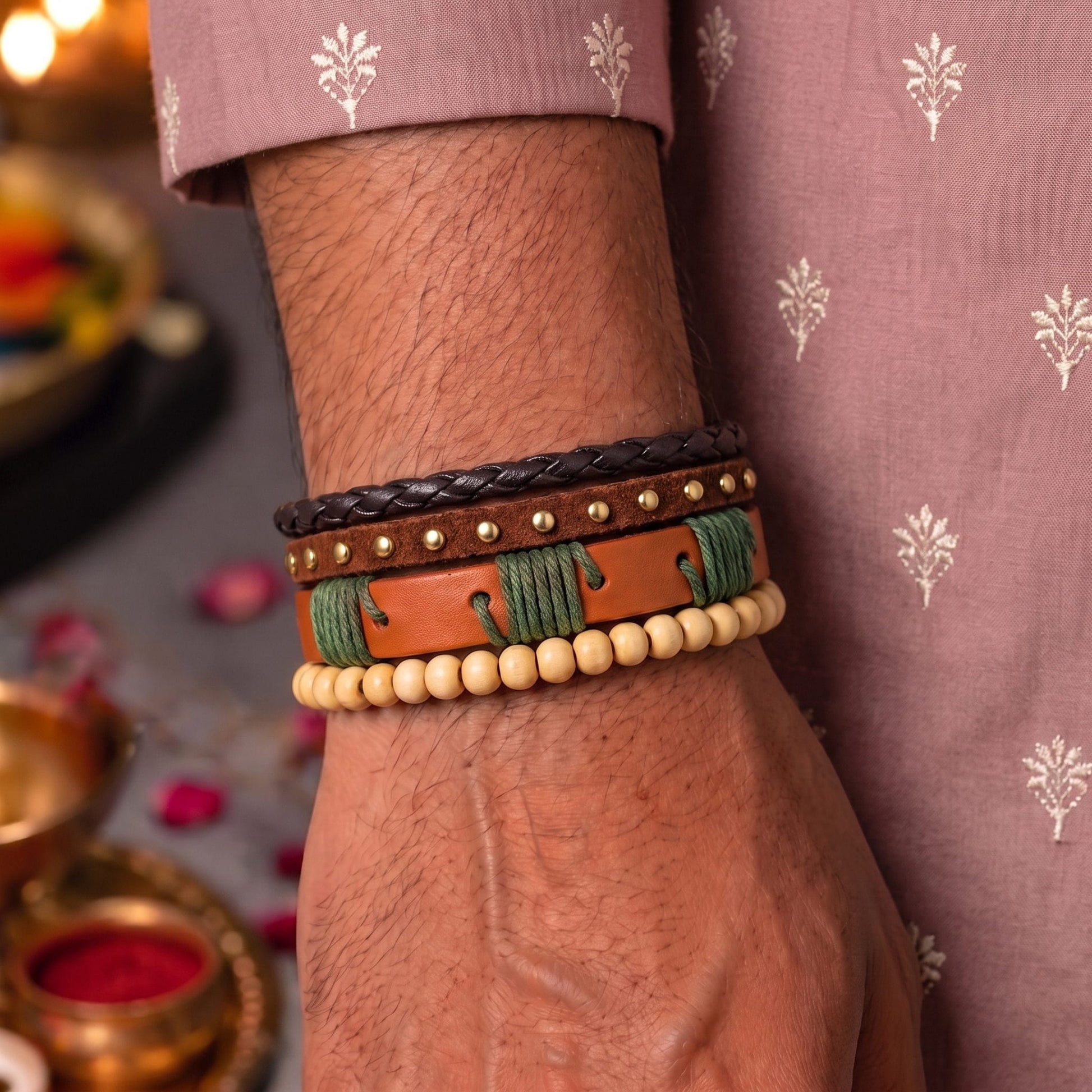 THE MEN THING The Perfect Rakhi Gift For Every Brother – URBAN TRIBE STACK - Leather Adjustable Bracelets With Timeless Style