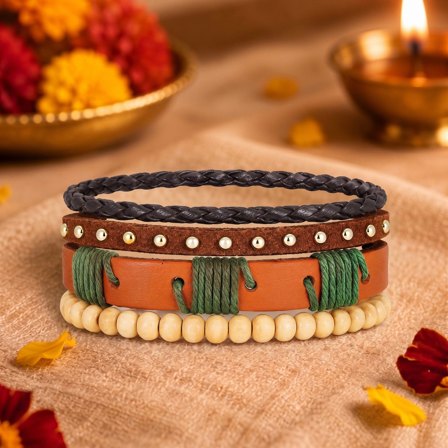 THE MEN THING The Perfect Rakhi Gift For Every Brother – URBAN TRIBE STACK - Leather Adjustable Bracelets With Timeless Style
