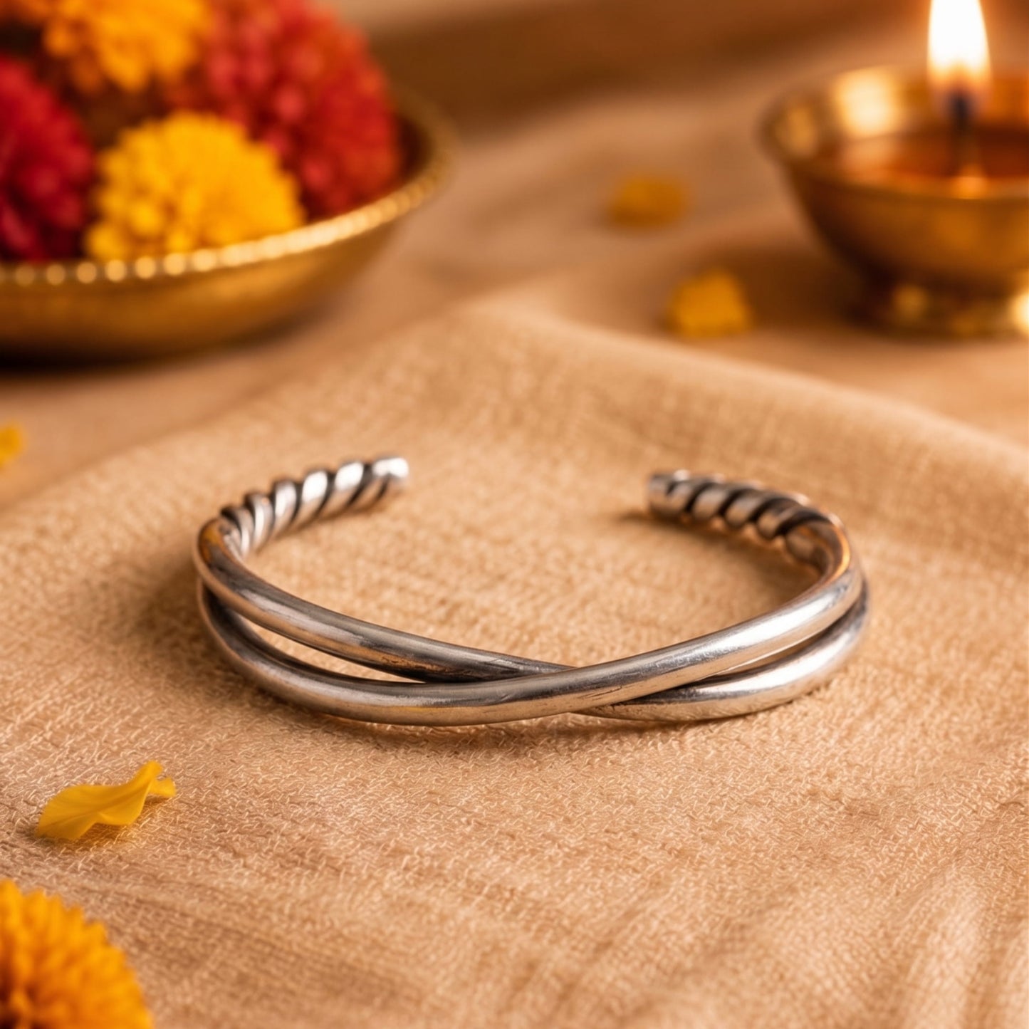 THE MEN THING The Perfect Rakhi Gift For Every Brother – VERVE TWISTED Premium Alloy Bracelet With Timeless Style (8 Inch)