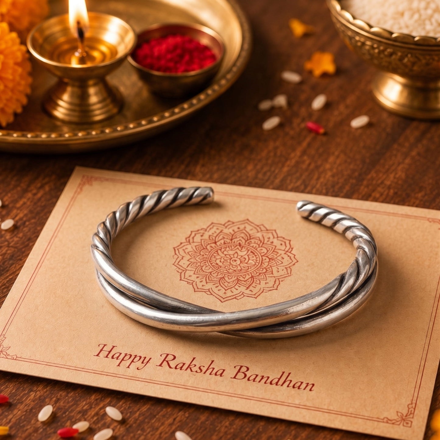 THE MEN THING The Perfect Rakhi Gift For Every Brother – VERVE TWISTED Premium Alloy Bracelet With Timeless Style (8 Inch)