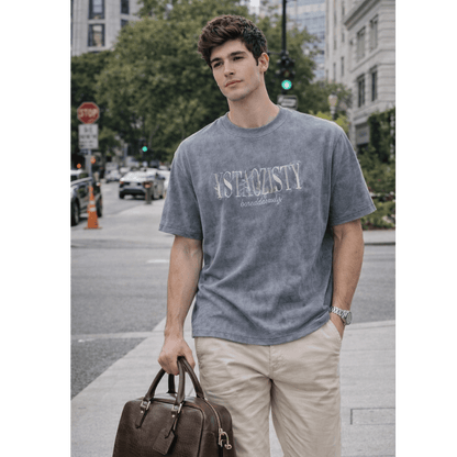 THE MEN THING YSTACZISTY SHADOW Oversized T-Shirt – Grey